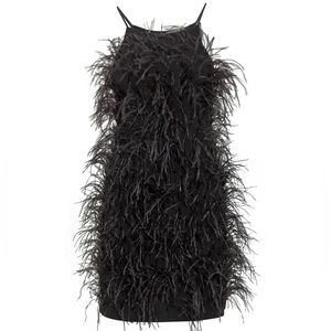 Michael Kors Ostrich Embellished Square Neck Mini Dress